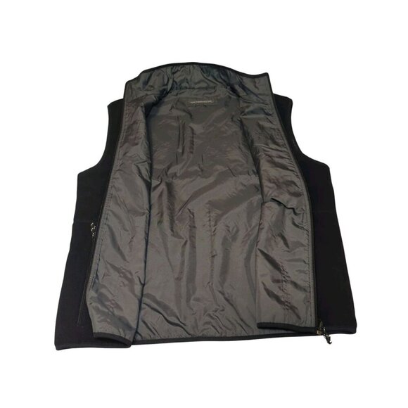 Free Country Vest Mens Medium Black Gray Reversible Fleece Nylon Full Zip - Picture 5 of 9